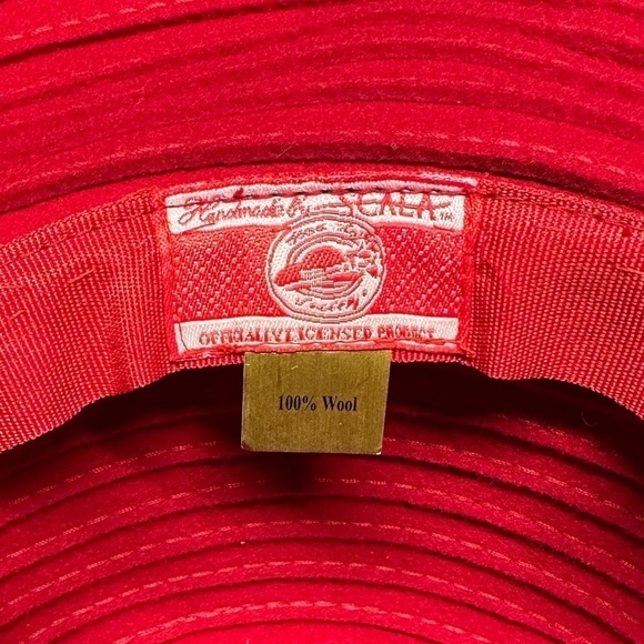 Vintage Scala Red 100% Wool Floppy Felt Soft Sun Beach Hat 14 Inches - Picture 8 of 10
